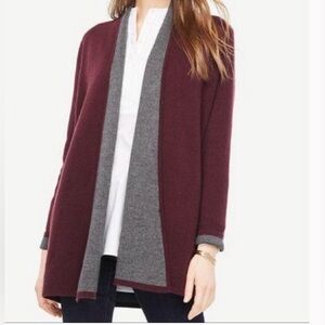 Ann Taylor Burgundy Wool Blend Cardigan